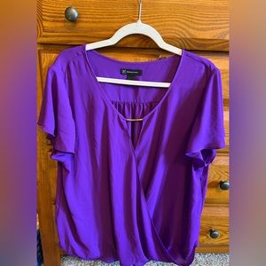 INC, purple, faux wrap flutter sleeve blouse, size XXL.